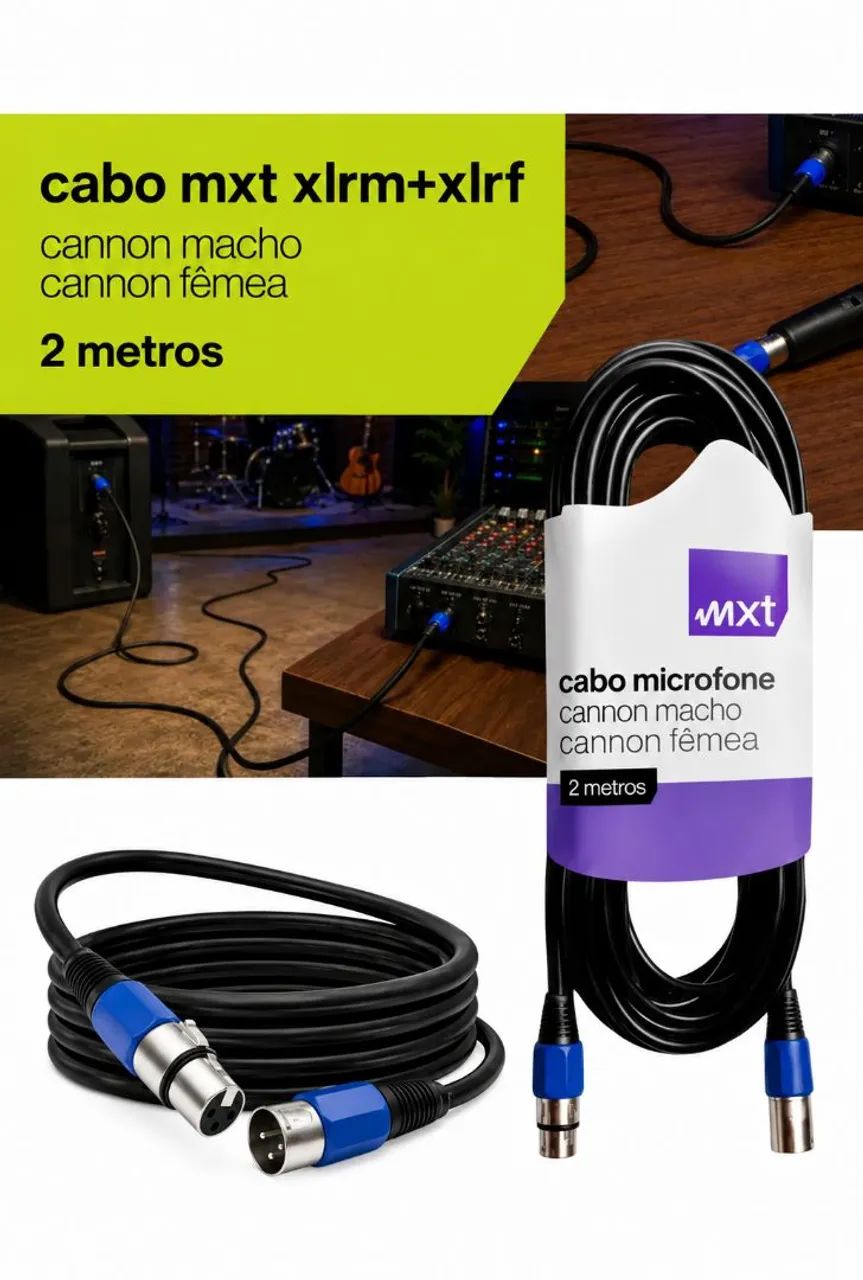 KIT MICROFONE CONDENSADOR + CABO XLR MACHO E FÊMEA  - Foto 2