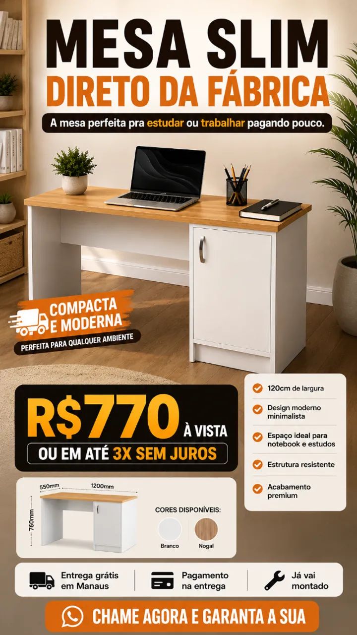 MESA DE ESCRITÓRIO/MESA DE ESTUDO/ESCRIVANIA - Foto 4