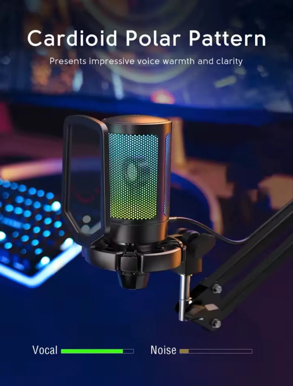 Microfone USB FIFINE A6T RGB com braço articulado - Foto 3