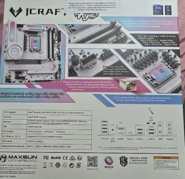 Kit placa placa Mãe Maxsun iCraft B760M Cross+ Processador Intel Core i5-14600KF - Foto 2