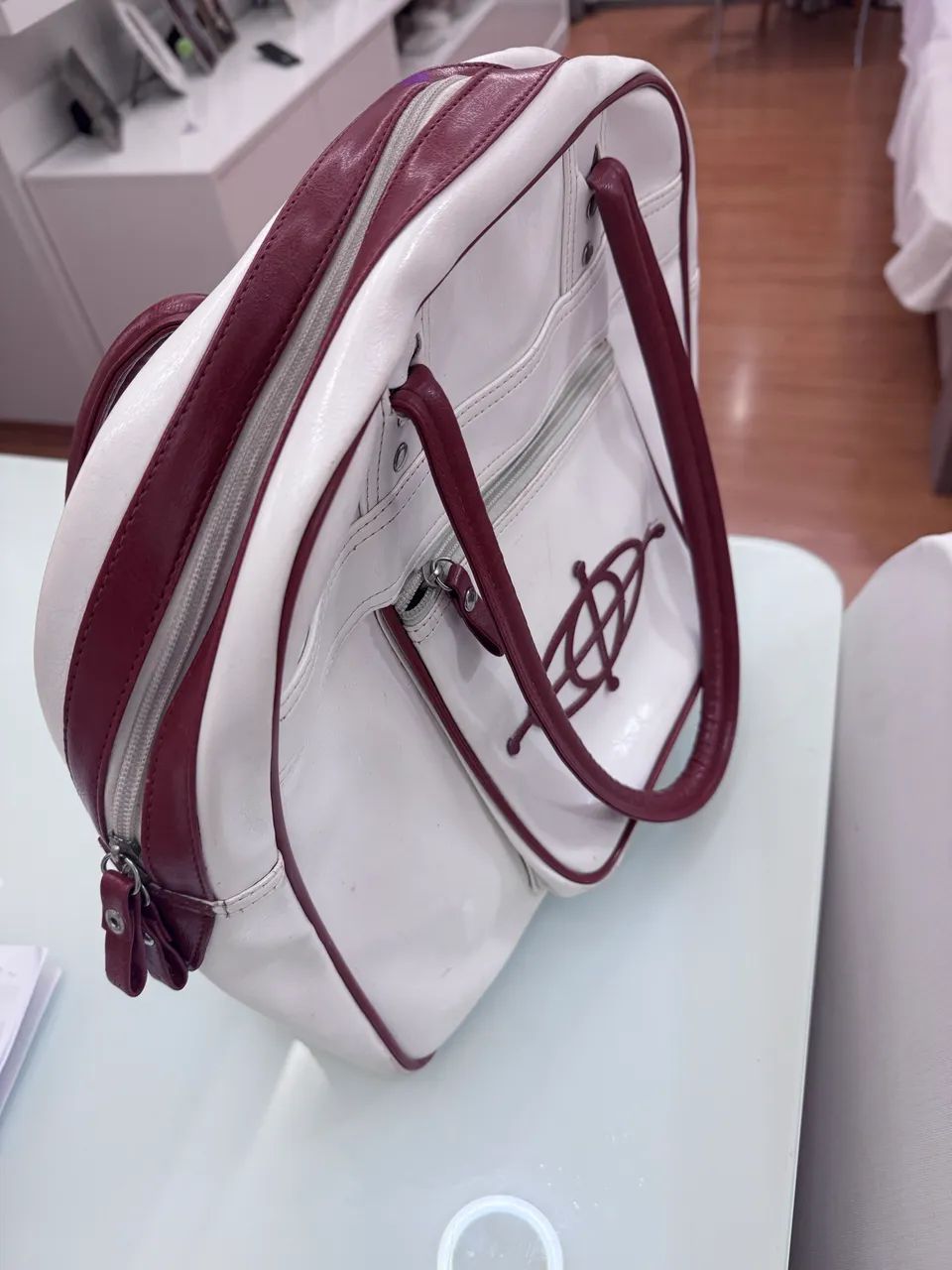 Bolsa branca em couro Trito