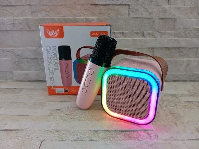 Caixa de Som K12 Com 1 Microfone Karaokê Bluetooth Portátil - Foto 4