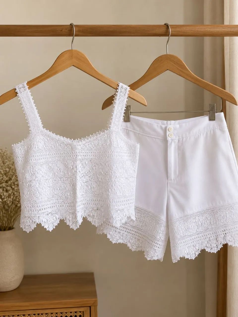 Conjunto Cropped e Short Renda Renascença - Foto 2