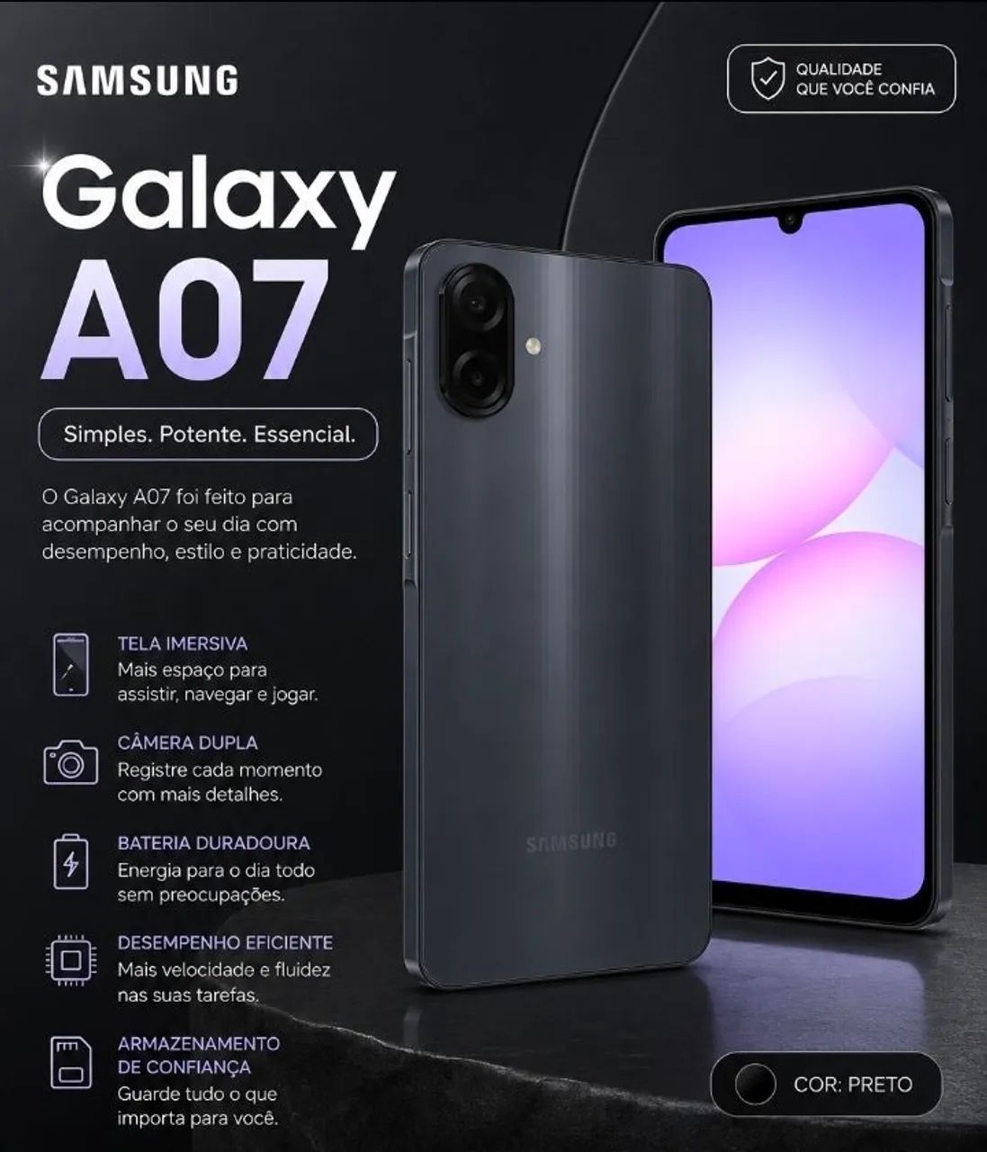 Samsung Galaxy A07 | 128 GB | Preto 