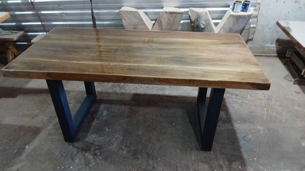 Mesa com base de metalon madeira de ipê  - Foto 2