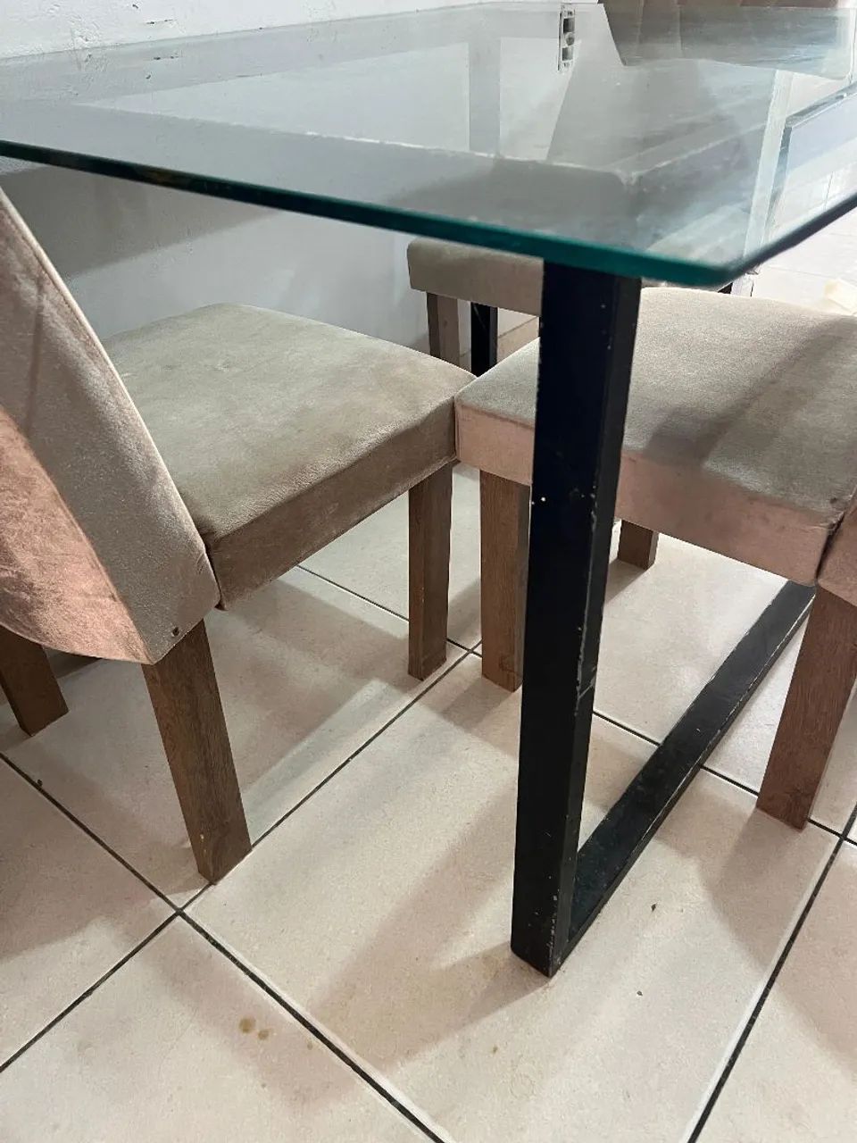 Mesa de vidro com 4 cadeiras 65060623370243124