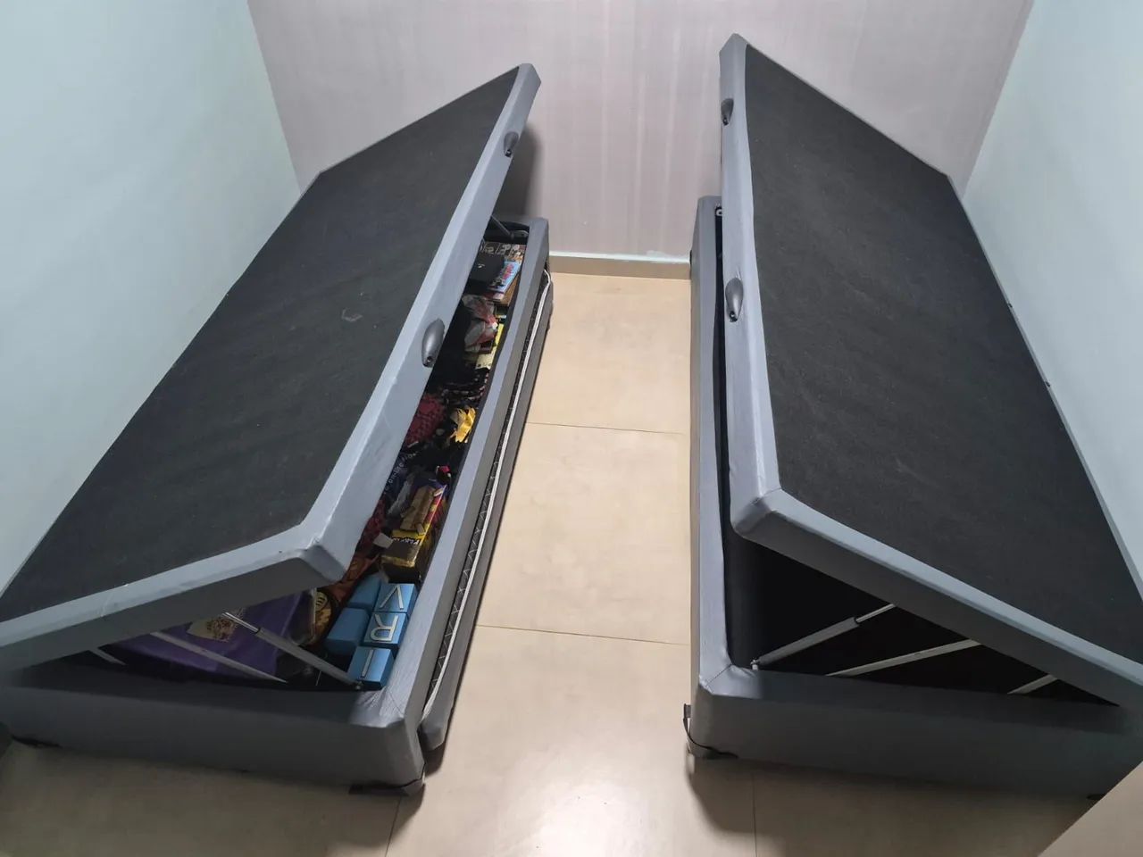 Vendo Base Solteiro Baú com Cama Auxiliar(Courino) - Foto 5