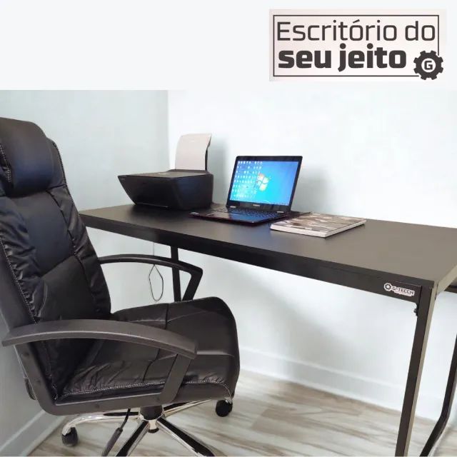 Mesa de Escritório 1,5m NOVA Industrial Reforçada Multiuso Computador Notebook Estudo Birô - Foto 2