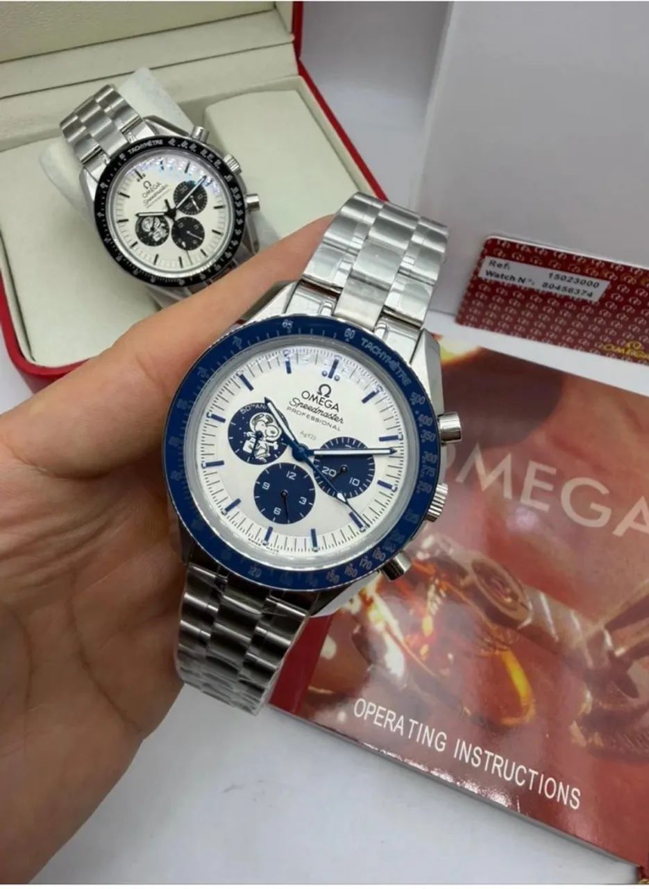 Relógio Omega Speedmaster Snoopy Azul aço Automático super premium  - Foto 3