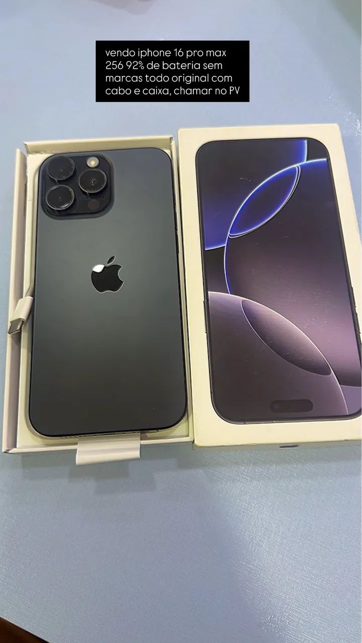 Vendo iphone 16 pro max com cabo e caixa 92% impecável  - Foto 3