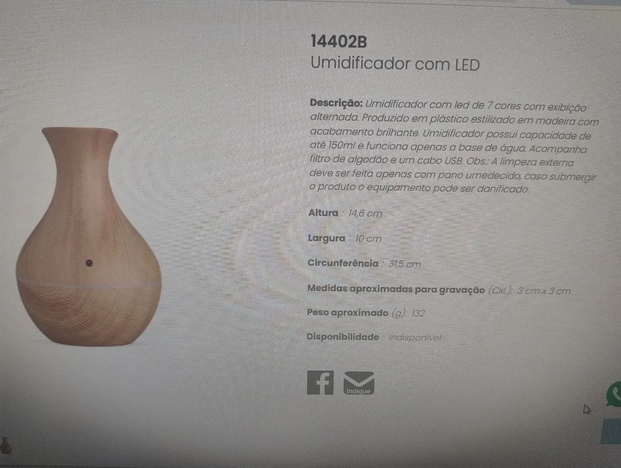 Umidificador com led 
