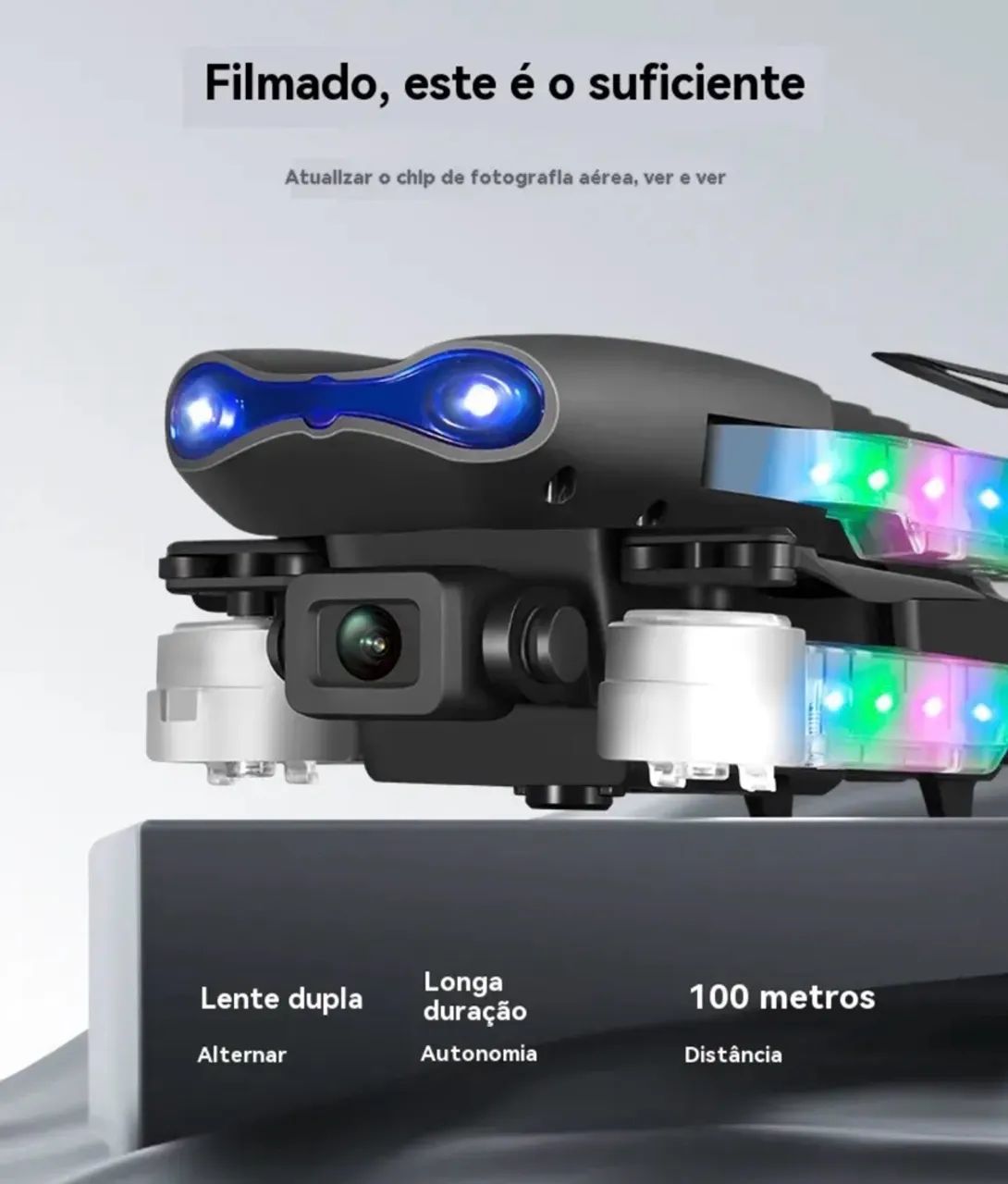 Drone E99d Dobrável Com Câmera E Luzes Led - Foto 3