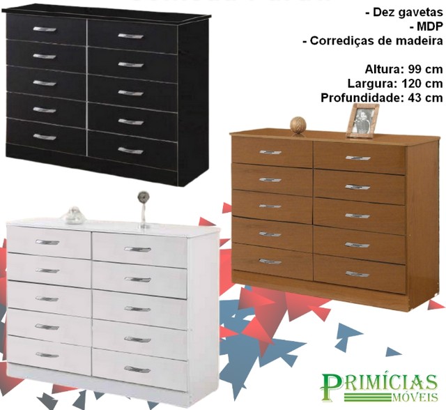 Quarto cômoda 10 gavetas 