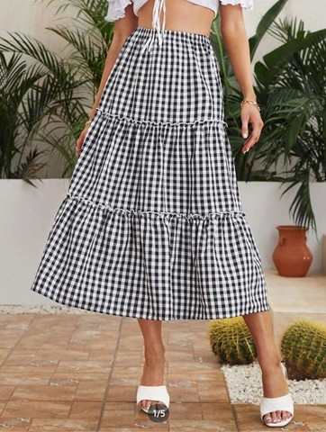 Saia xadrez Shein nova P - Foto 2