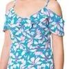 vestido feminino open shoulder floral manga curta estampado off white - Foto 4