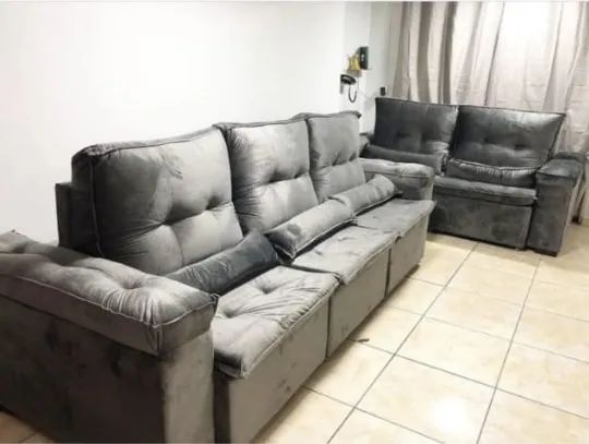 sofa retratil reclinavel fiji veludo  - Foto 2