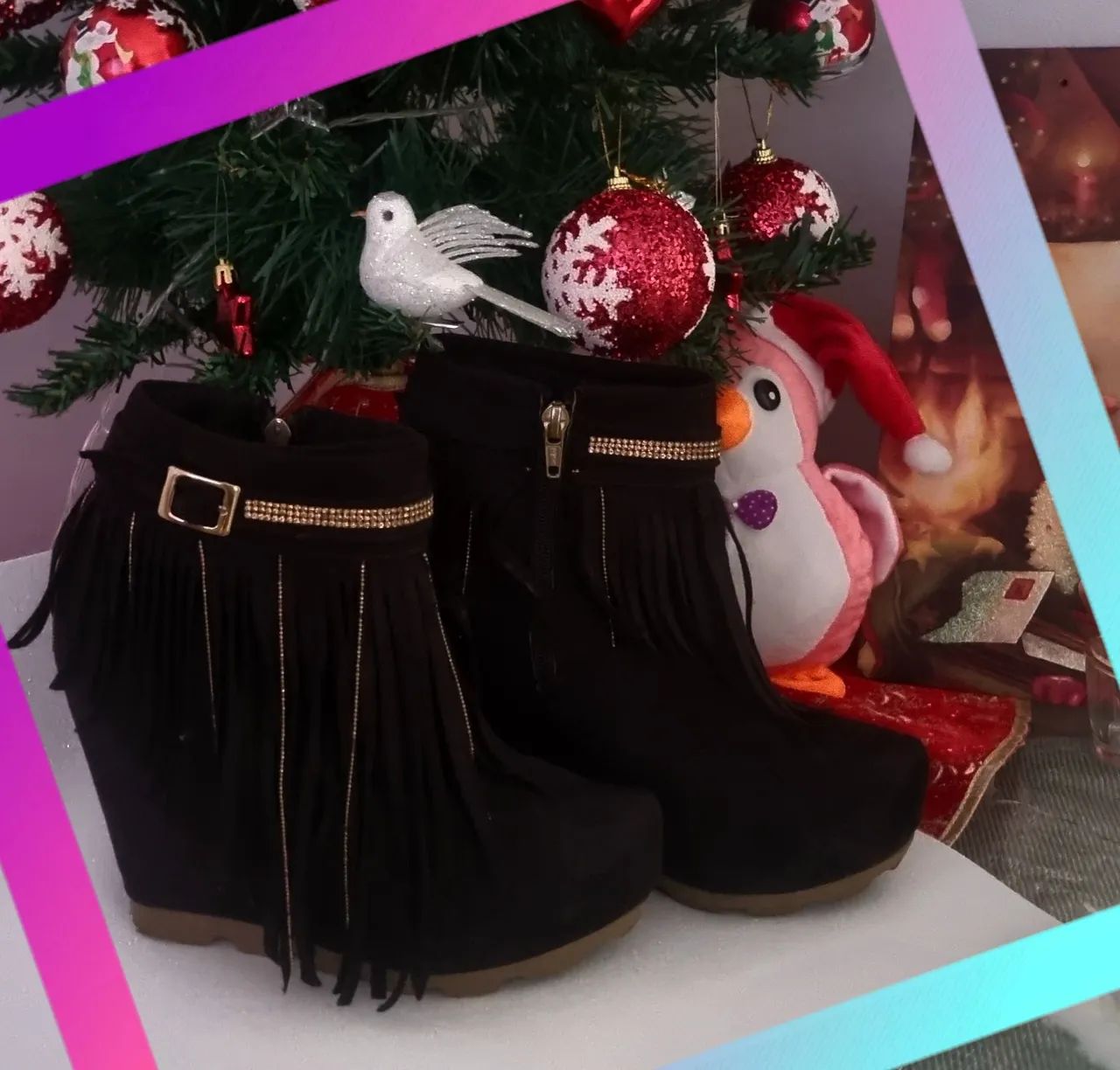 Sapatos botas de salto