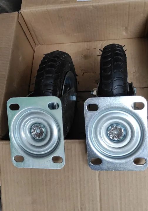 Rodízio Giratório Pneumático Roda Pneu 215mm 90kg - Foto 4