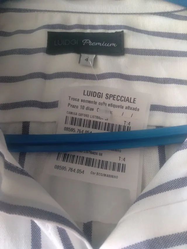 Camisa algodão Luigi, branca listras cinza, 4