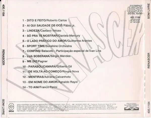 Renascer - (CD, Original de Fábrica  Brazil Released:1993 ) - Foto 2