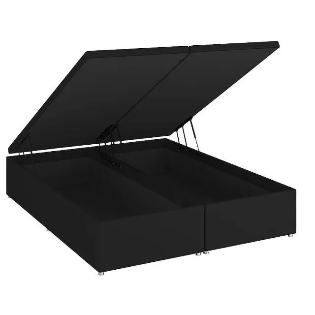 Cama Baú Ortobom Nobuck Black Queen