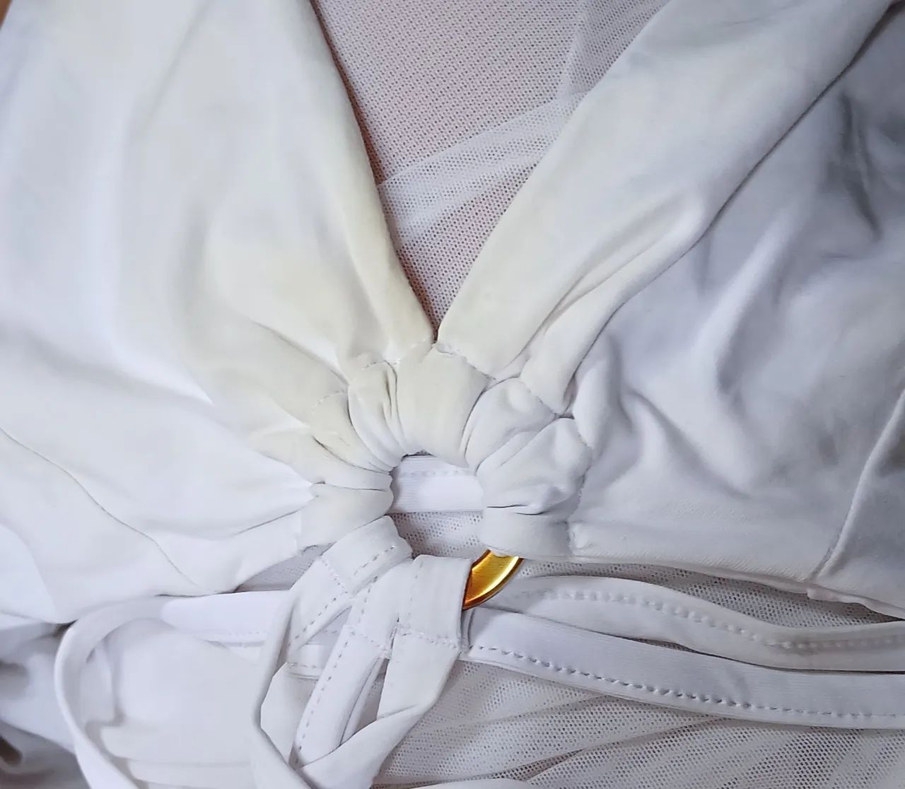 Vestido/ Saida de Praia Longa Branco de Tule da Liebe - Foto 5