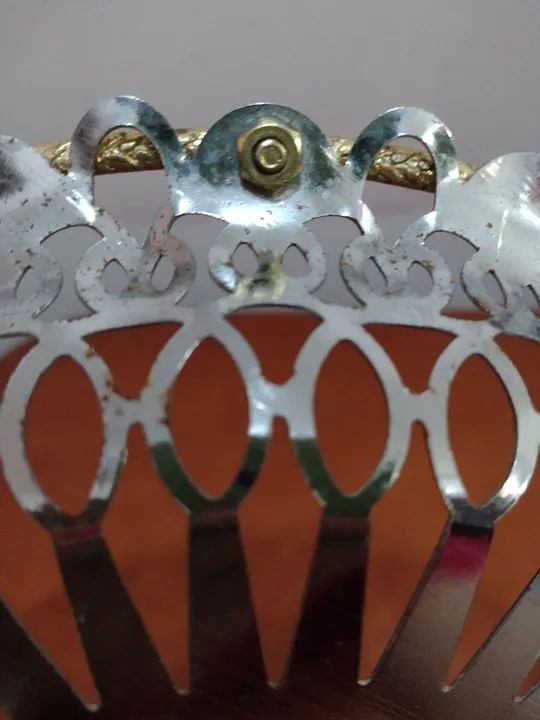 Centro de mesa em metal espessurado prateado  - Foto 3