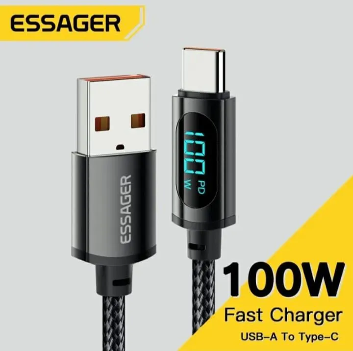 Cabo USB-C para Carregamento Rápido 100W com Display Digital