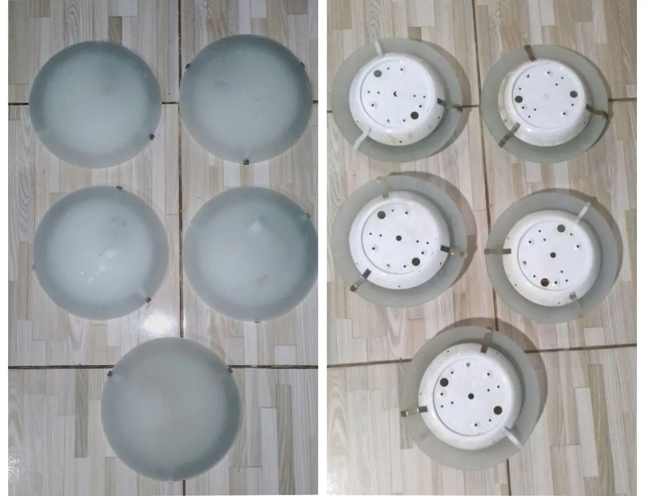 7 Luminárias: 5 vidro Jateado 25cm Bronzearte + 1 Tachibra 25cm + 1 paflon - Foto 3