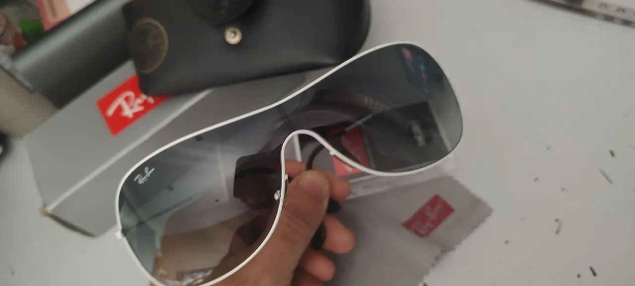 Óculos de sol Ray-Ban Aviator branco - Foto 4