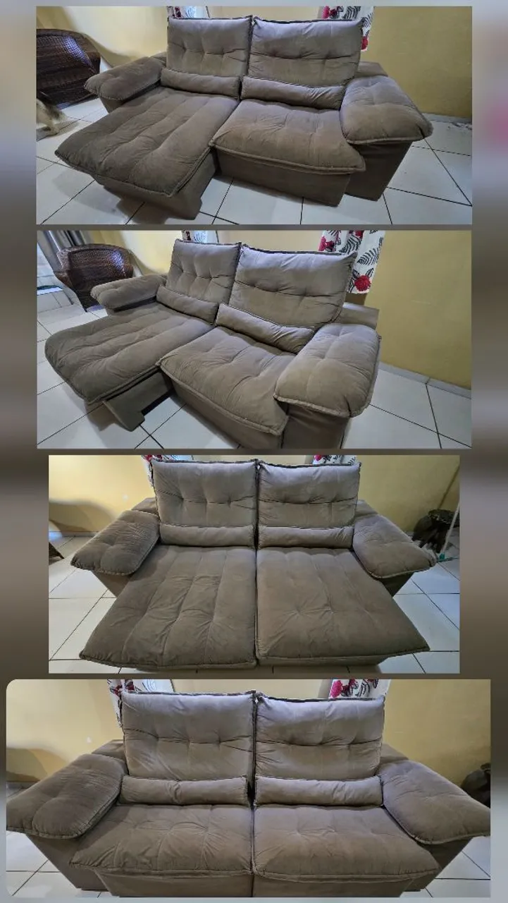 Sofá 3 lugares retrátil e reclinavel - Sofá Cama