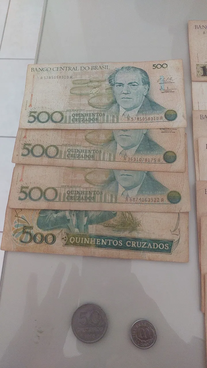 Cédulas e Moedas - Cruzeiros e Cruzados