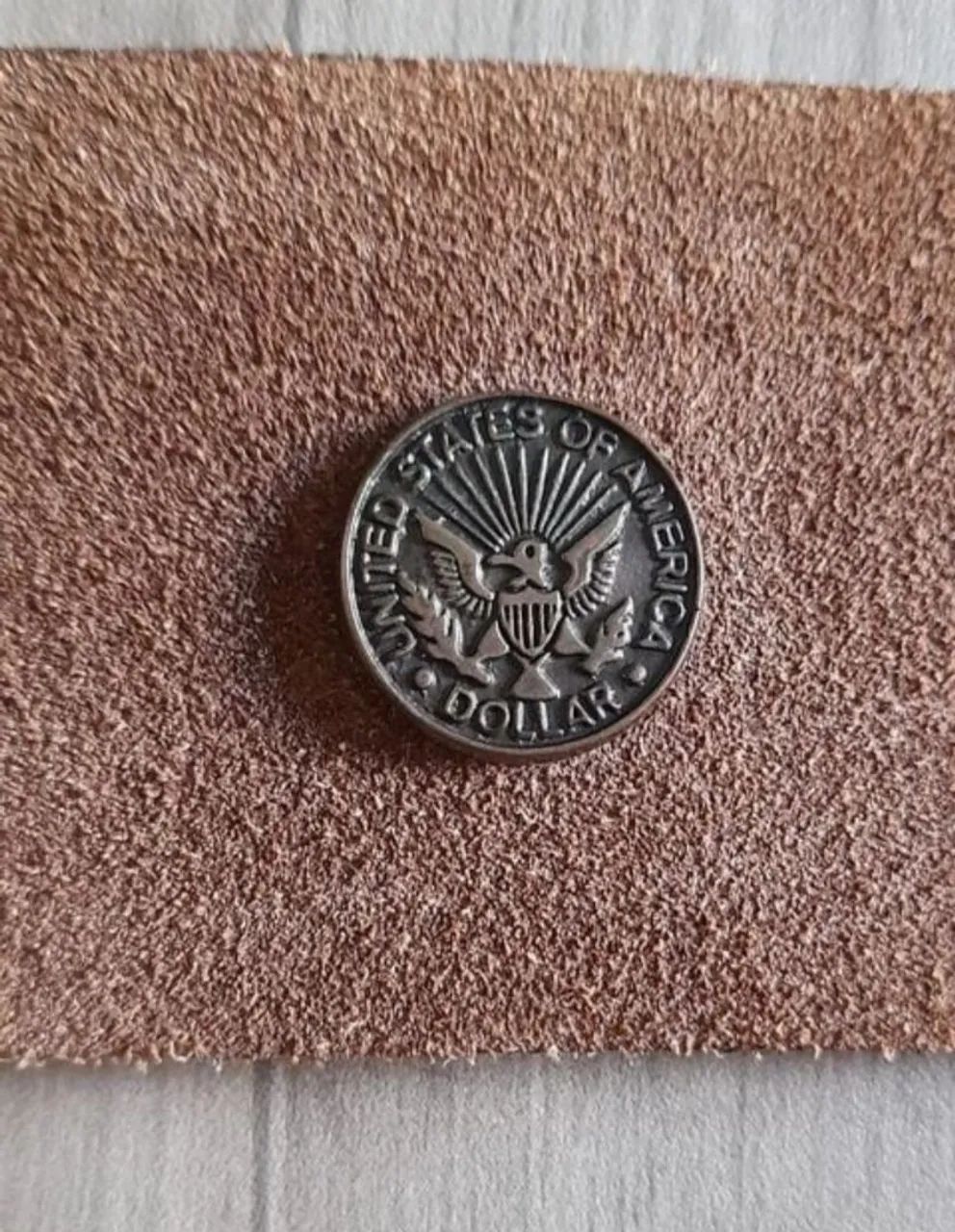 cinto couro camurça country com moedas americanas artesanal - Foto 4