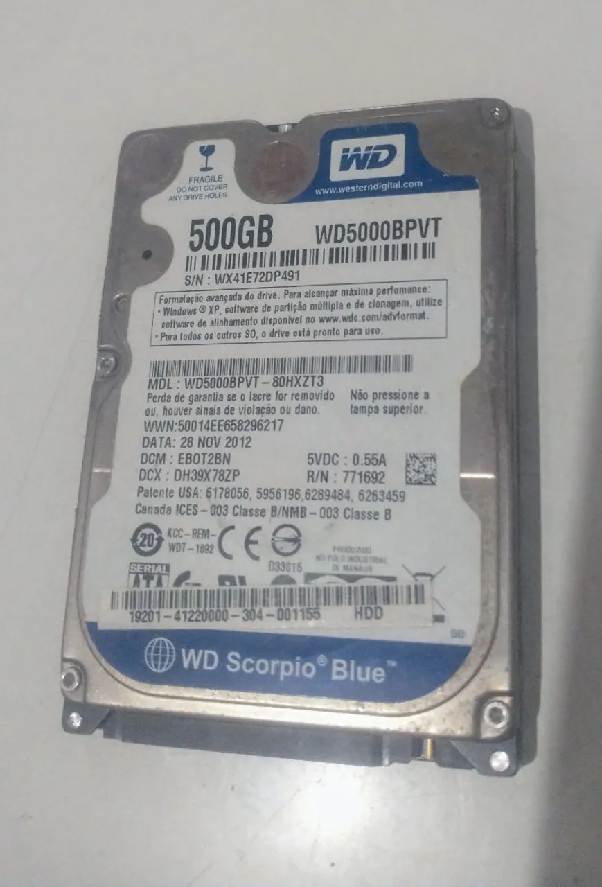 HD 500GB WD Scorpio Blue