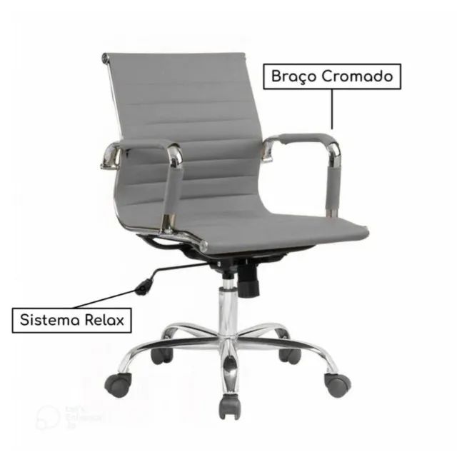 Cadeira Diretor Charles Eames Esteirinha Cinza Design Moderno Conforto Escritório 32880 - Foto 3