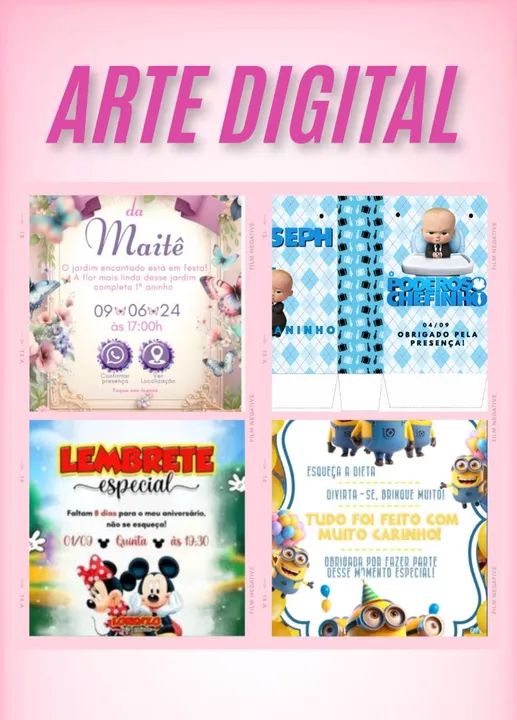 Convites digitais personalizados - diversos temas