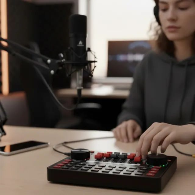 Kit interface de Mesa tenlamp Audio Mixer + Microfone condensador Com Braço Articulado - Foto 3