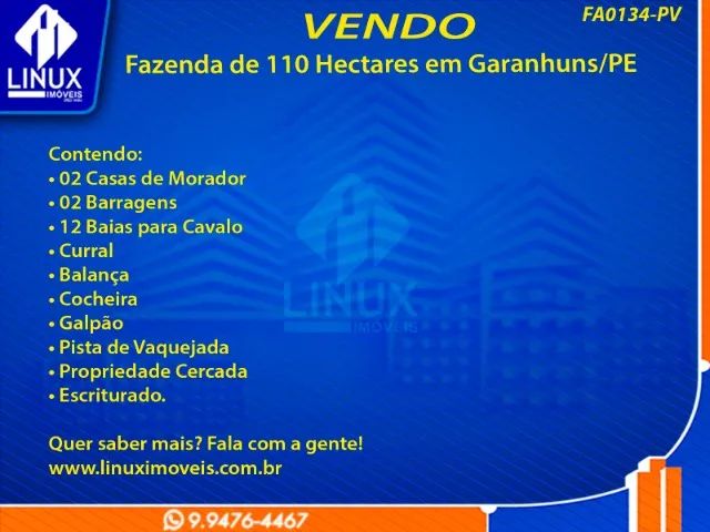 Fazenda em Garanhuns/PE à Venda (FA0134-PV) - Foto 2