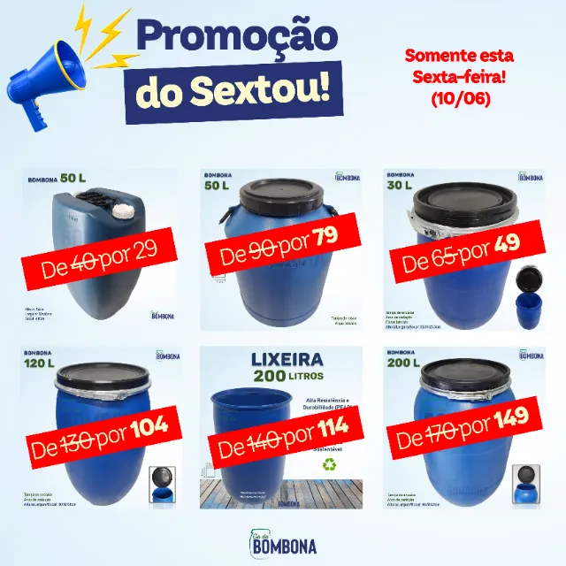 Bombonas Plásticas em Promoção - Apenas Hoje