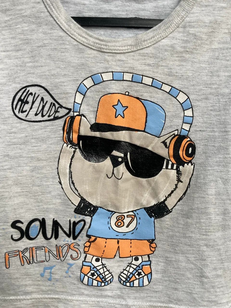 Camiseta Cinza Infantil Manga Curta Estampa de Urso, Tam 2 - Foto 2