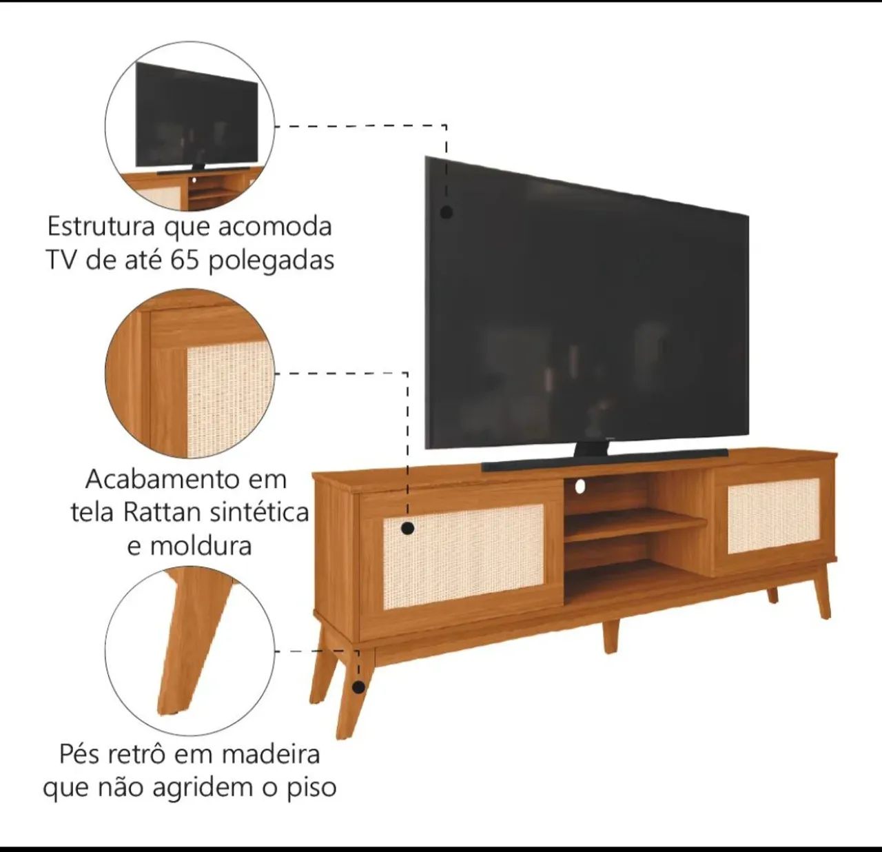 Rack Andros TV até 65 polegadas  - Foto 5