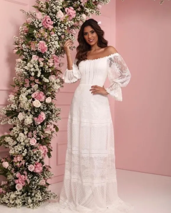 Vestido de noiva ombro a ombro
