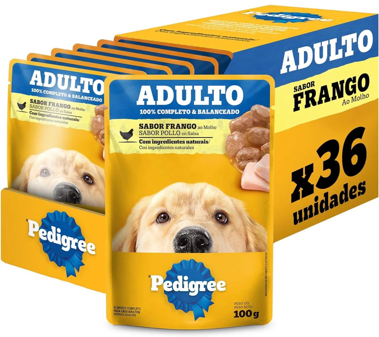 Ração Úmida Pedigree Adulto Frango ao Molho - 36 Unidades