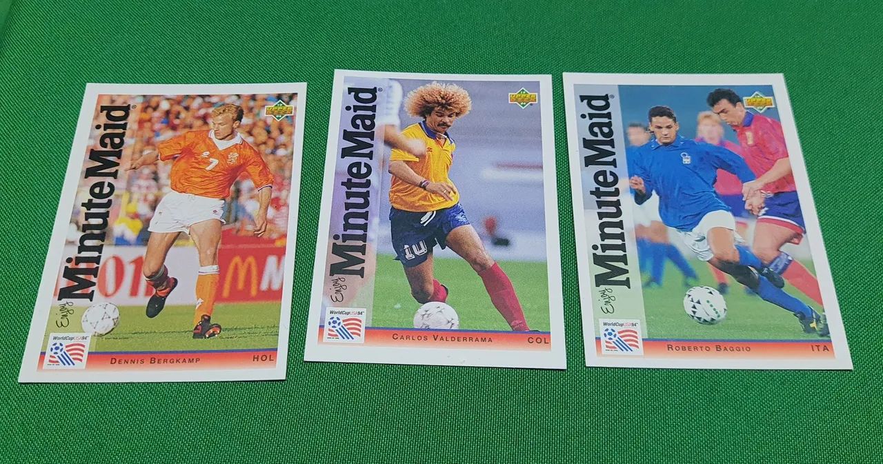 3 Antigos Cards Copa 1994 Valderrama, Baggio e Bergkamp - Foto 3