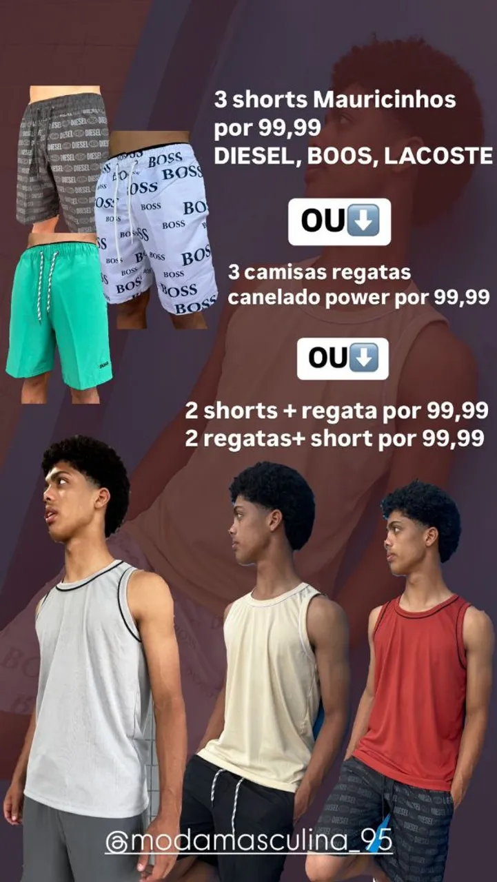Promoção de Shorts e Regatas Masculinas