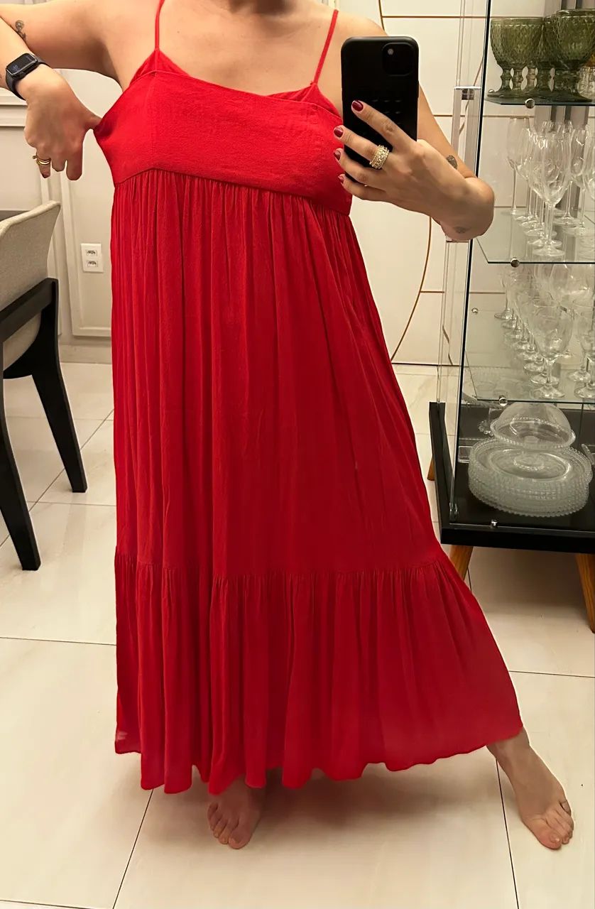 Vestido em crepe. Marca: Zara. Tamanho G - Foto 2