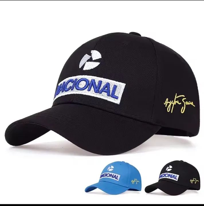 Boné Ayrton Senna Azul preto bordados Estilo e Qualidade