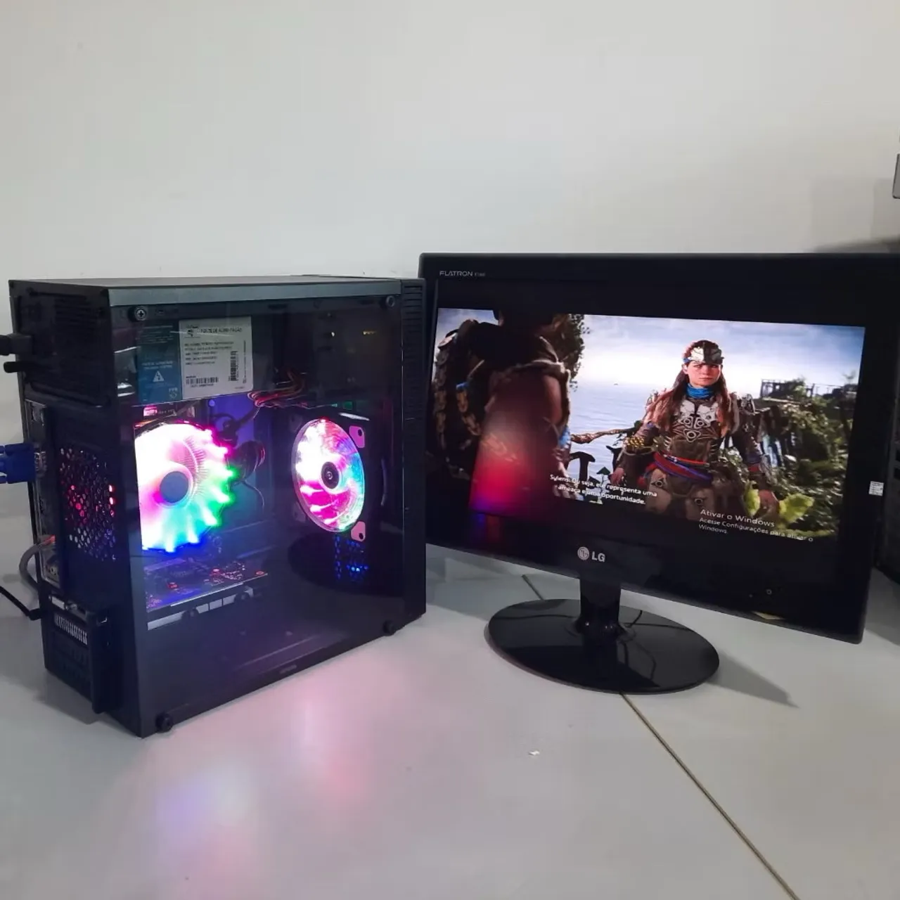 PC Gamer com LED RGB e Monitor LG