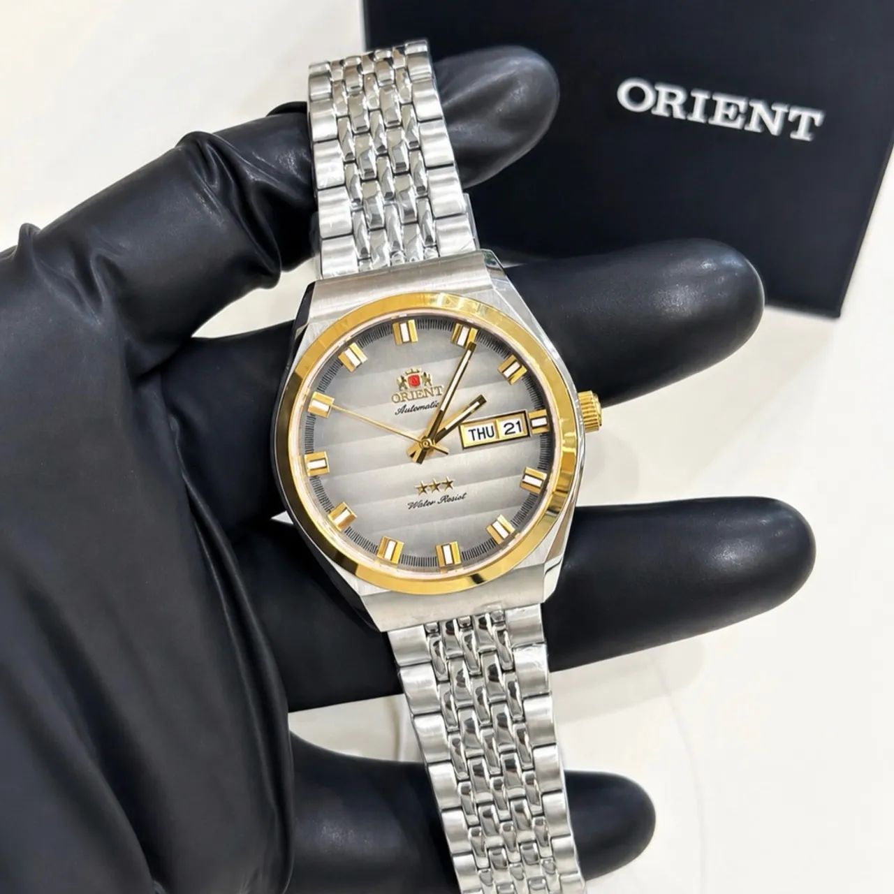 Orient 3 estrelas heritage misto aço e ouro original 