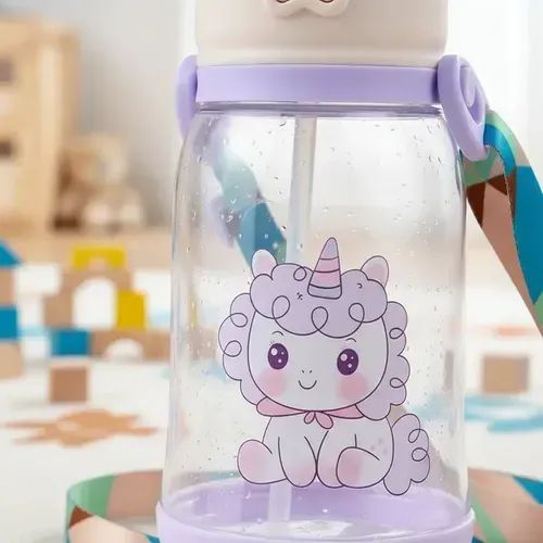 Garrafa De Alce Água Infantil Com Canudo - 600ml  - Foto 2